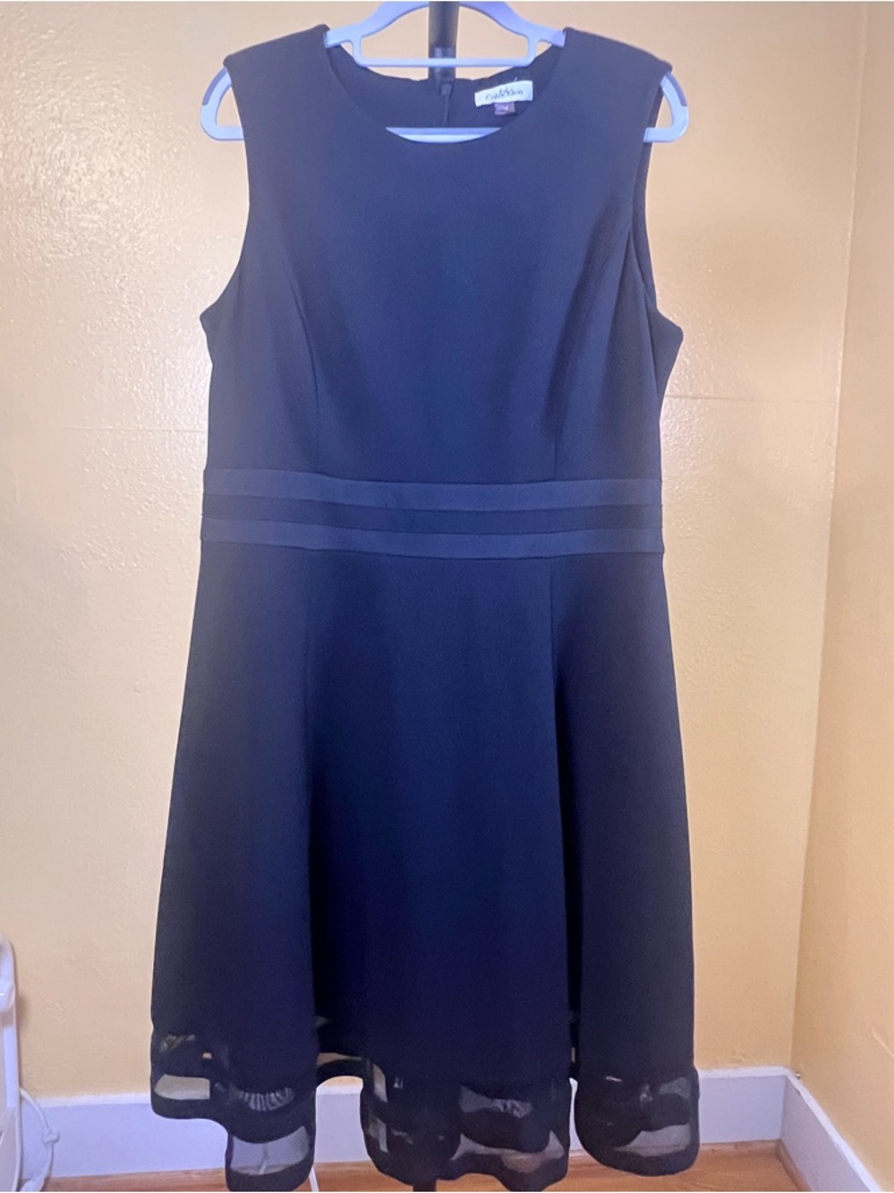 Calvin Klein Black Sleeveless Fit & Flare Dress, size 14